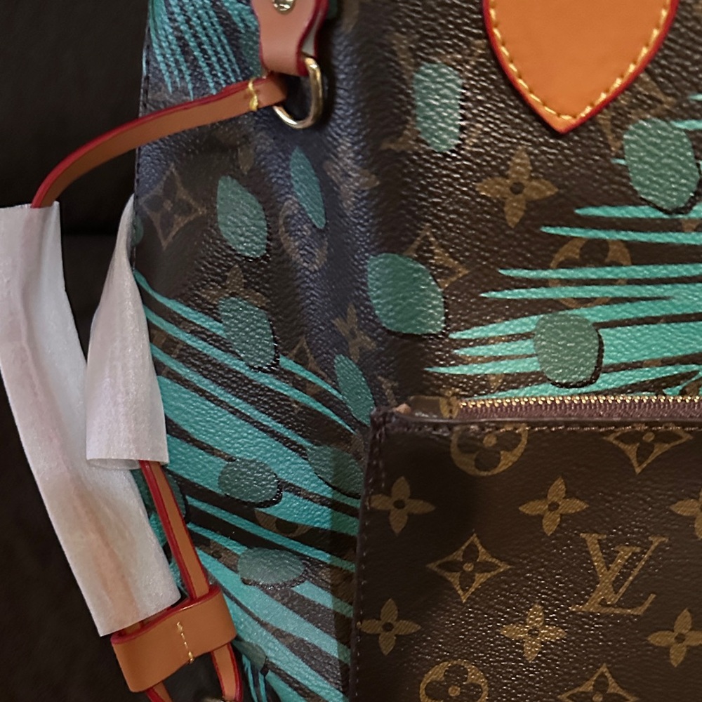 Elegant Teal and Brown Tote Bag - Picture 3 of 10